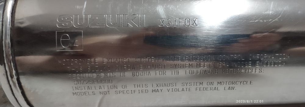 Escape Suzuki Bandit 600 ano  2001/2004