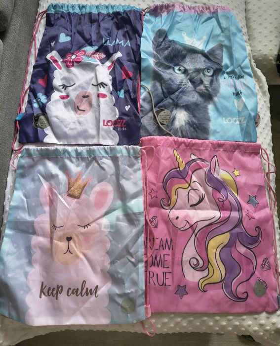 Worek sportowy na buty strój na wf komplet lama kot jednorożec
