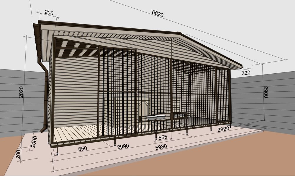 Проектирование и расчет вольеров, навесов, кровель и МАФов