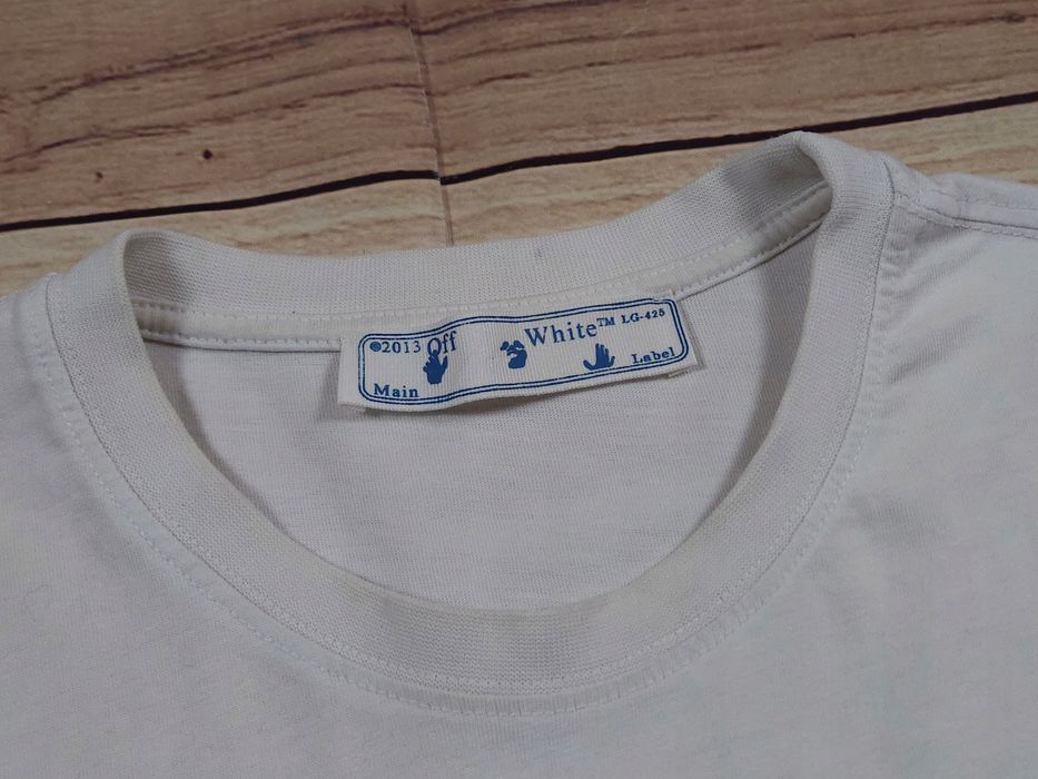 OFF-WHITE Koszulka T-Shirt Męska Biała Logowana r. L
