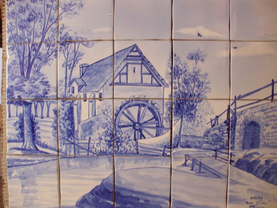 Painel de azulejos manuais rustico