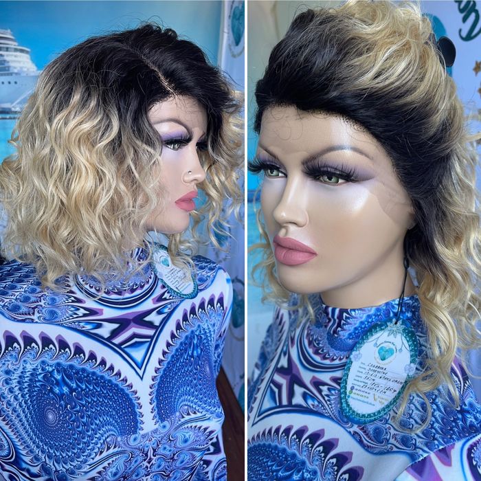 Натуральный парик имитация кожи славянский волнистый волос кудри блонд