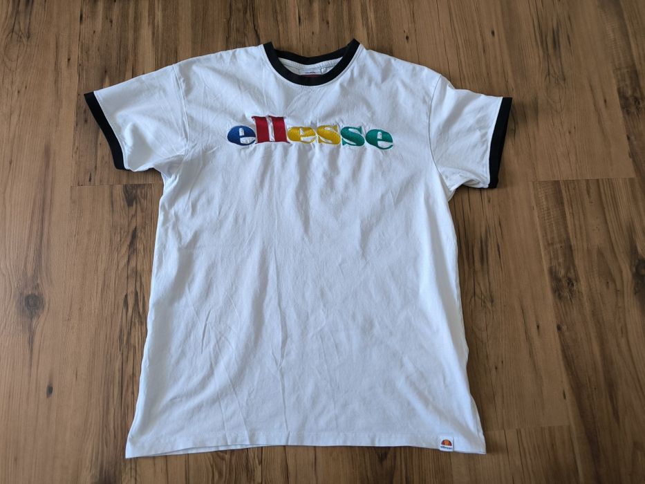 Ellesse t-shirt damski 38 biały wyszywany top lato bawełna