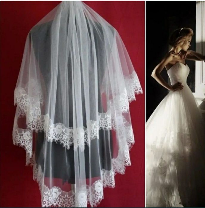 РАСПРОДАЖА испанской эксклюзивной кружевной фаты