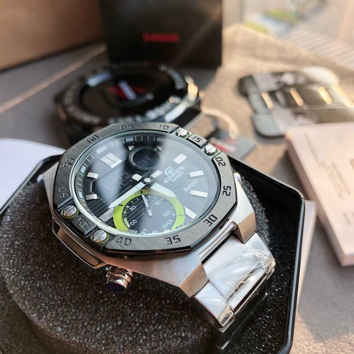 CASIO moda casual negócios coração de aço carvalho modelo ECB-10