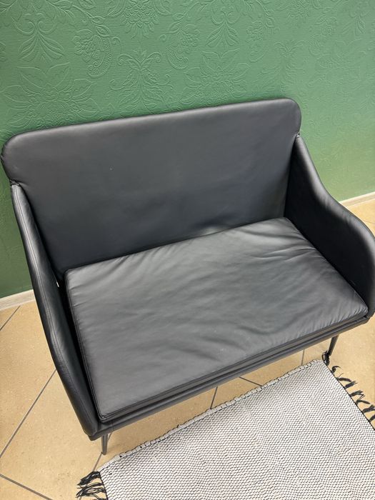 Ławka, czarna, 110x76x80 cm, tapicerowana sztuczn