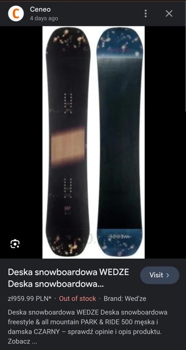 Deska Snowboardowa Wedze All Mountain, Freestyle Warszawa Praga