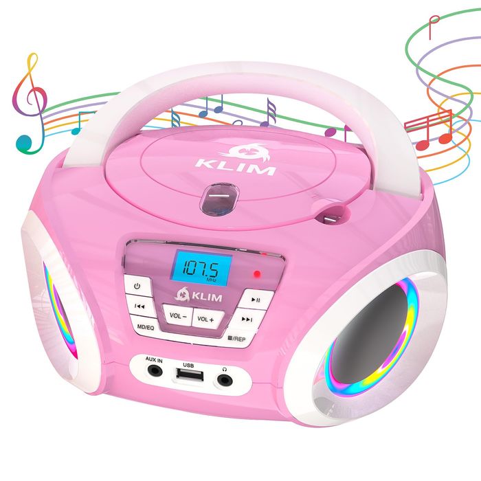 Klim Candy Boombox odtwarzacz CD dla dzieci różowy
