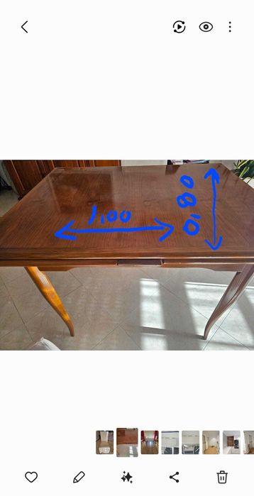 Mesa extensível e 4 cadeiras à cor de cerejeira