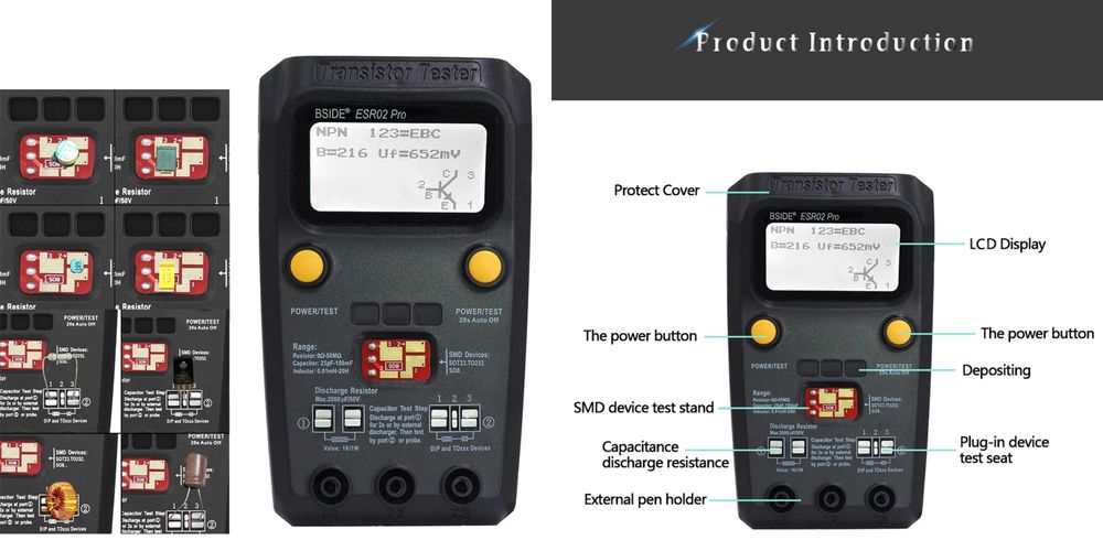 Тестер электронных компонентов BSIDE ESR02 Pro и Zoyi ZT-XT1 Smart мультиметр + тестер электронных компонентов