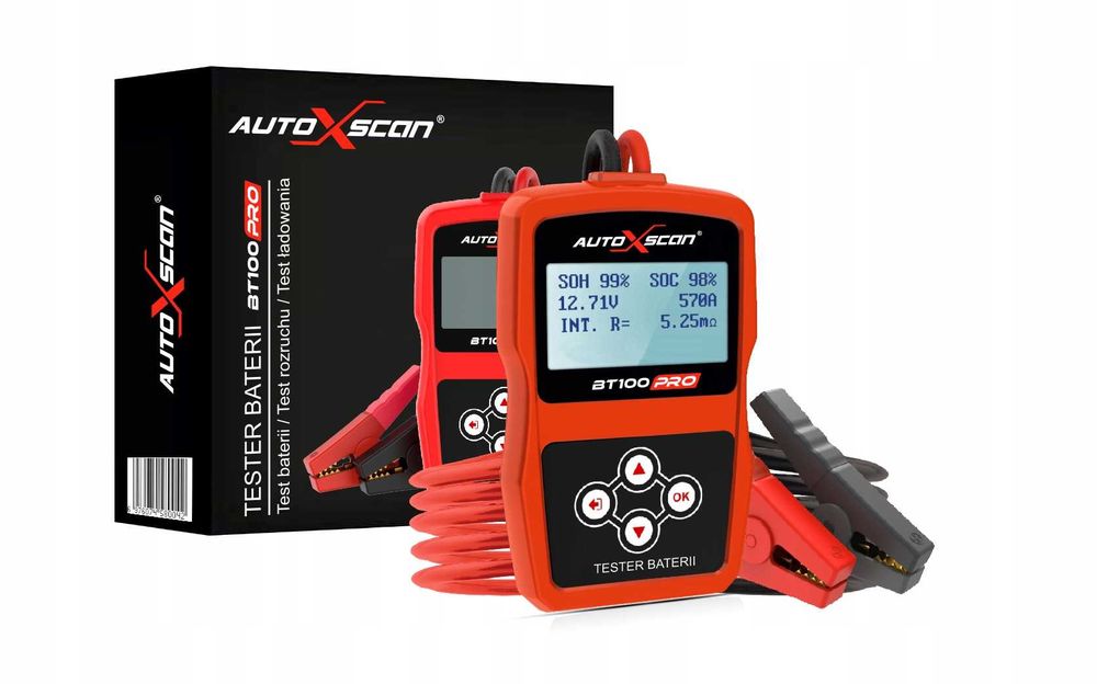 Tester Do AKUMULATORÓW Baterii 12V BT100 PRO Język Polski+inst.PL