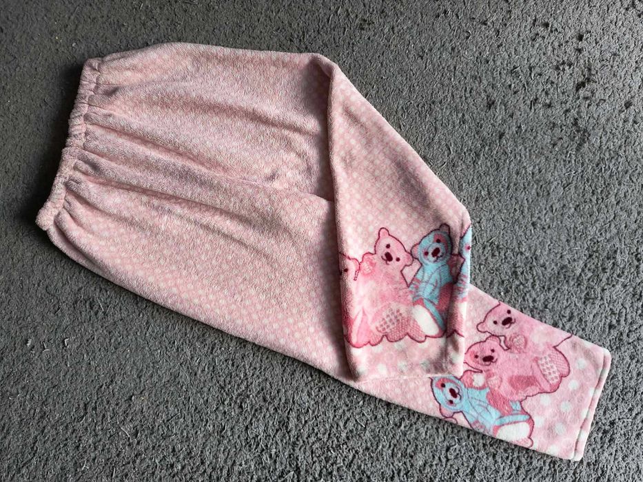 Różowe spodnie ala Piżama ciepłe pluszowe piżamowe w misie L-XL różowe