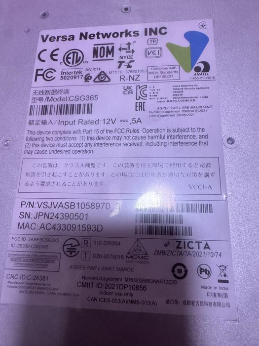 Versa Networks CSG365 SD-WAN NGFW 4x GbE novo
