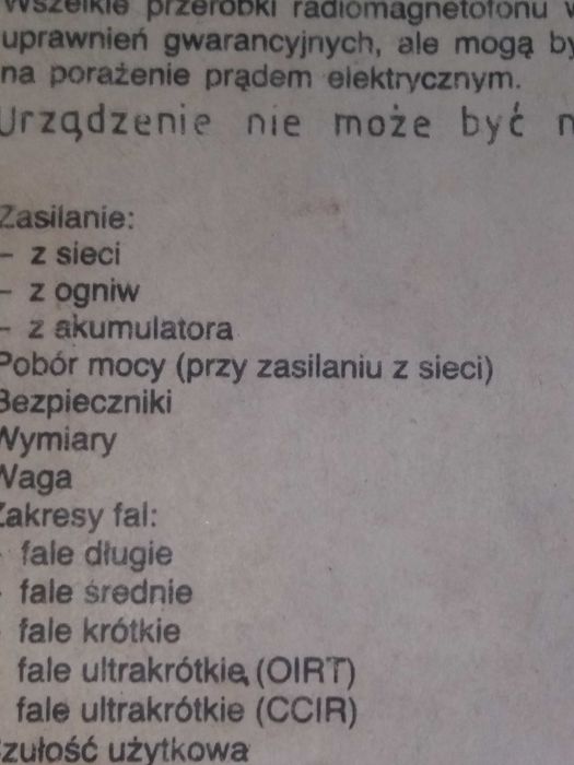 Instrukcja Obsługi Schematy Radiomagnetofon RM820 S UNITRA CONDOR
