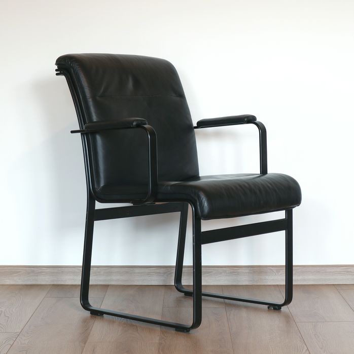 Szwedzkie krzesło fotel J. O. Carlsson skóra naturalna vintage retro