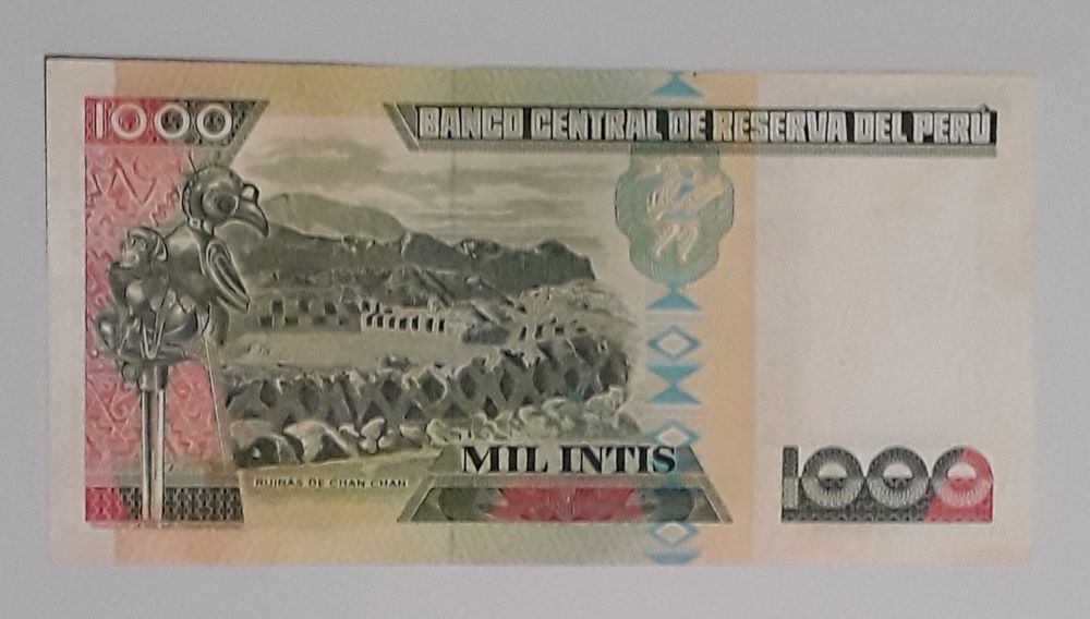 Nota 1000 Mil Intis, 1988, Banco Central de Reserva del Perú
