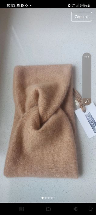 Opaska 100% kaszmir camel/ caffe latte