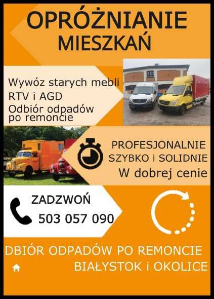 Opróżnianie mieszkań - Utylizacja mebli - Transport busem - Szybko i solidnie