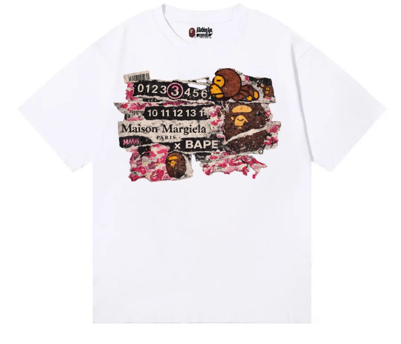 Футболки Maison Margiela x Bape Logo унисекс колоборация бейп и