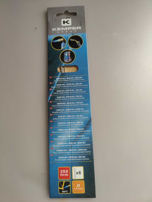 6 Varetas KEMPER COBRE/PRATA 40% 1,5MM