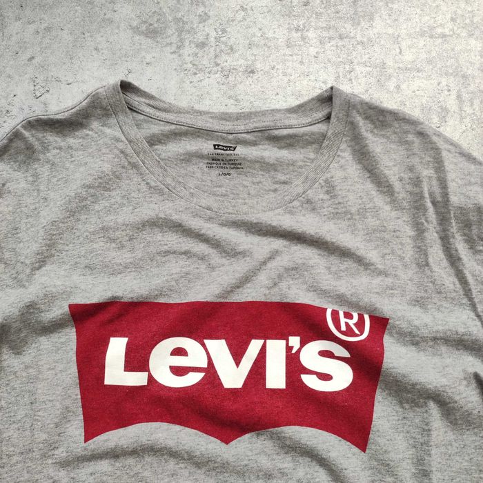 MĘSKA Koszulka Szara Levis Duże Logo PREMIUM Bawełna Elegancka