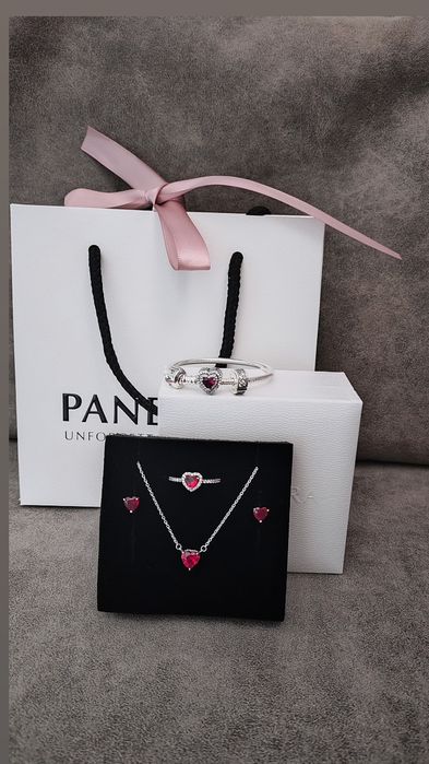 Пандора Браслет сердечко паве Pandora намисто сережки каблучка