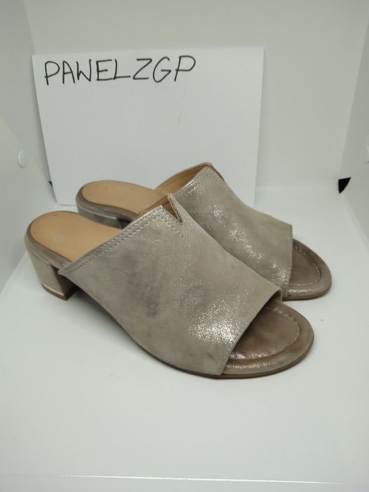 Klapki ryłko skórzane Ara eleganckie na obcasie rozmiar 36