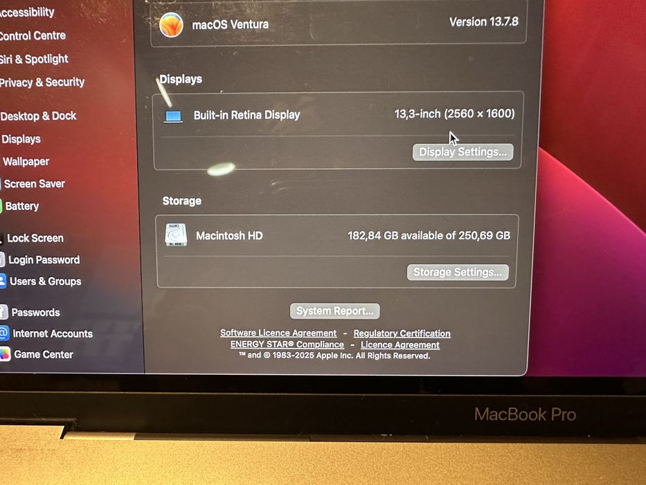 MacBook Pro 13" 2017 — i5 / 16GB RAM / 256GB SSD — Como novo