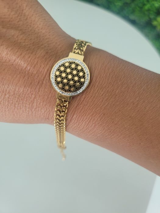 Bransoletka stał łańcuszek krysztalki piękna  lekka