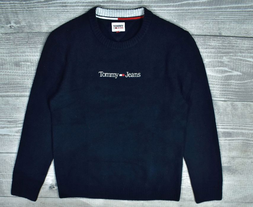 Tommy Jeans Granatowy Sweter Z Mieszanki Materiałów L