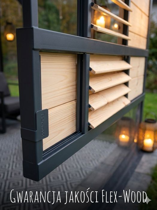 Żaluzje ogrodowe ruchome deseczki system Flex Wood