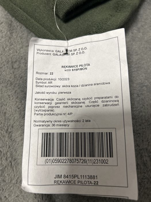 Rękawiczki pilota wz 619P/MON