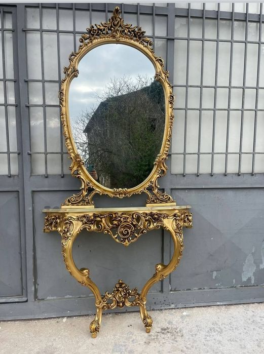 Złota konsola z lustrem Silik