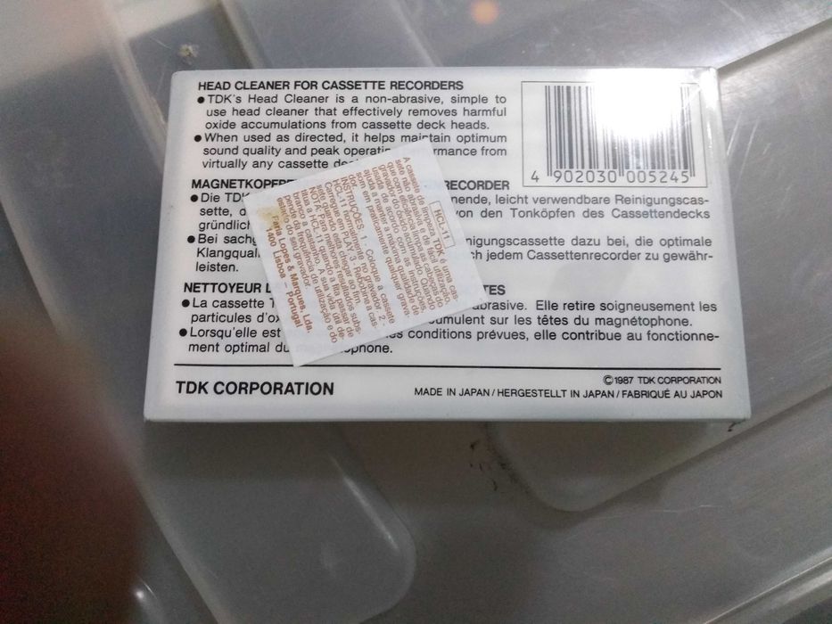 Cassete de limpeza áudio VINTAGE, TDK HCL-11 , NOVA!
