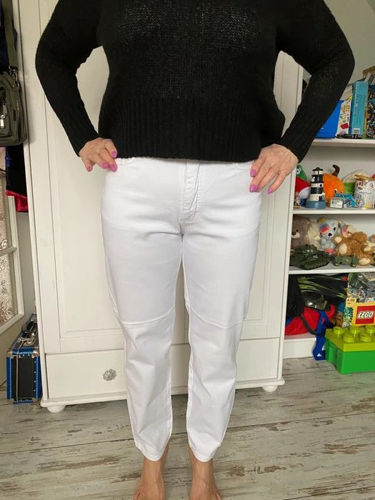Stooker chinos chinosy białe spodnie do kostek z wysoki stan 30 40 L