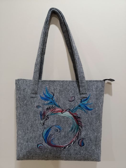 Torebka z filcu, filcowana na sucho