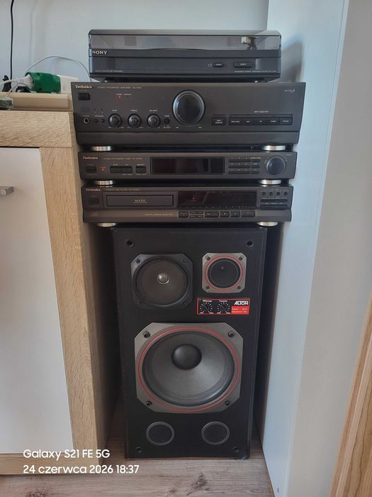 Wieża Technics z gramofonem i głośnikami Alton 80
