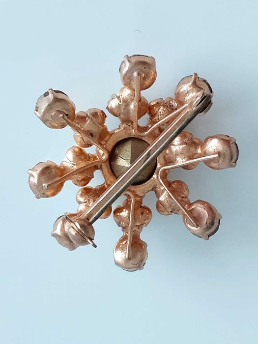 Broszka vintage płatek śniegu kryształki aurora borealis