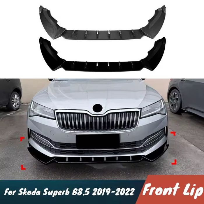 Губа Шкода Суперб Б8 Б8.5 губа на передний бампер Skoda Superb B8 юбка бампера сплитер обвес обвес