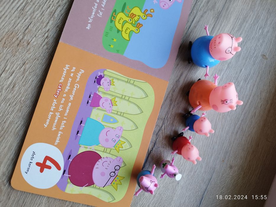 Książeczka Peppa liczy do 10 i figurki Peppa, ukladanka peppa logic