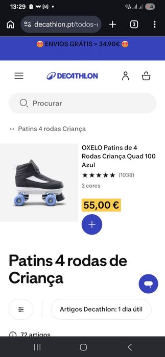 Patins 4rodas  Oxelo Quad100. T: 37