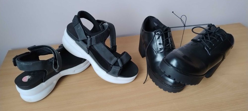 Nowe pantofle platformy MONKI i sandały żelowe 38