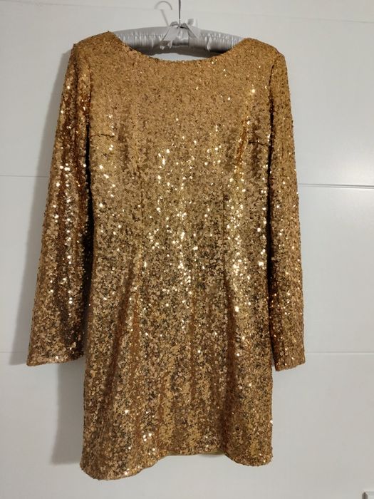 Sukienka złota cekiny mini sylwester