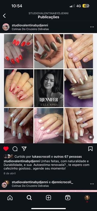 Unhas alongamento e esmaltação / sobrancelhas e pedicure