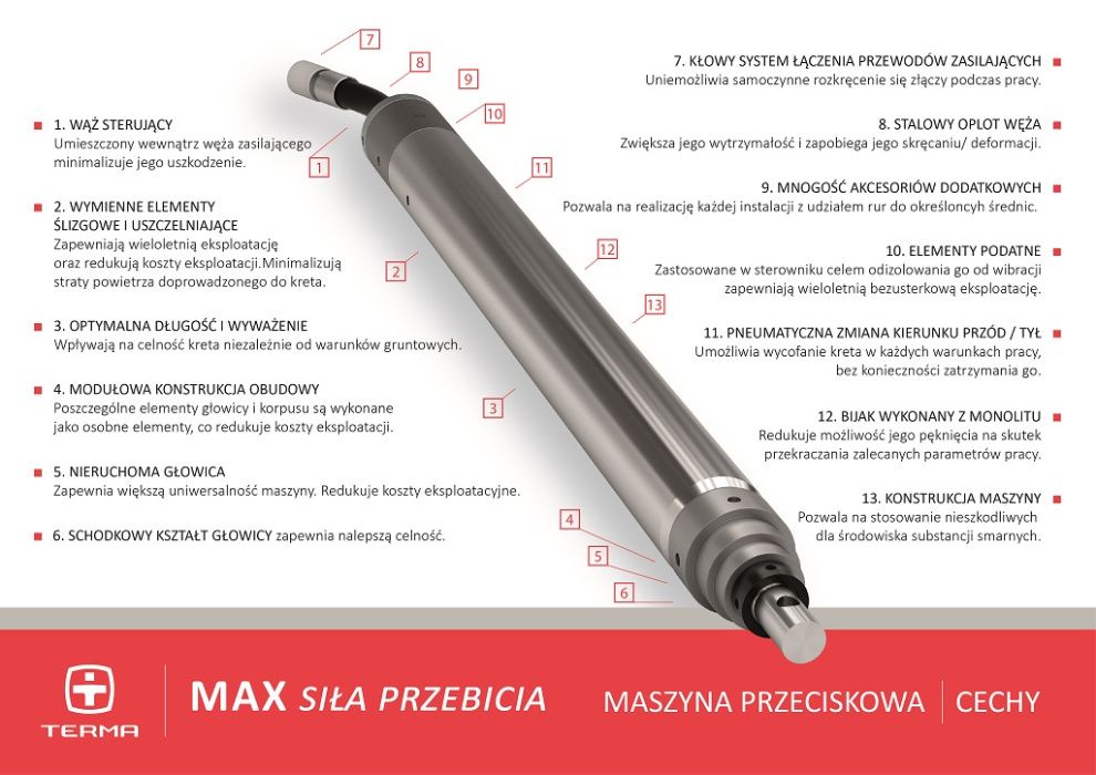 Maszyna do przecisków, kret do przecisków TERMA MAX 95 NOWA PL