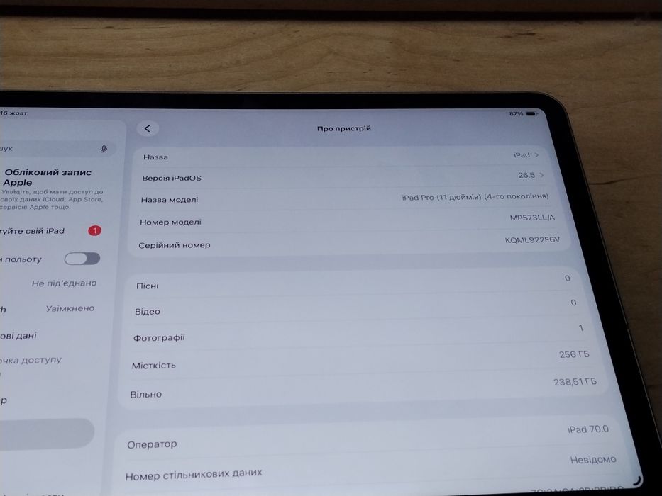 iPad Pro 4gen 256GB M2