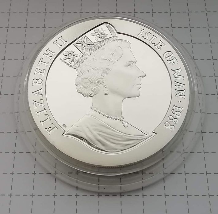 1 Крона Острів Мен 1988р. Срібна монета. Паровий флот. RMS Mauretania.