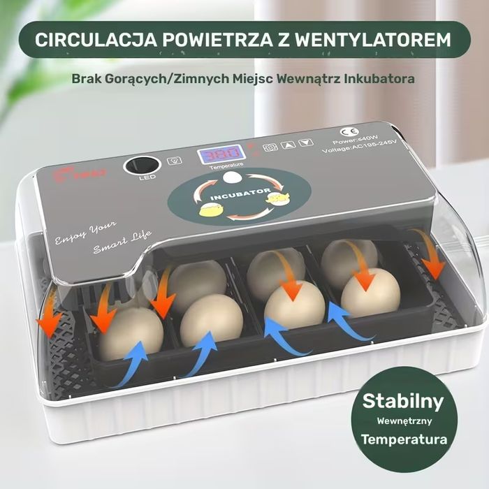 Inkubator automatyczny na 12 jajek