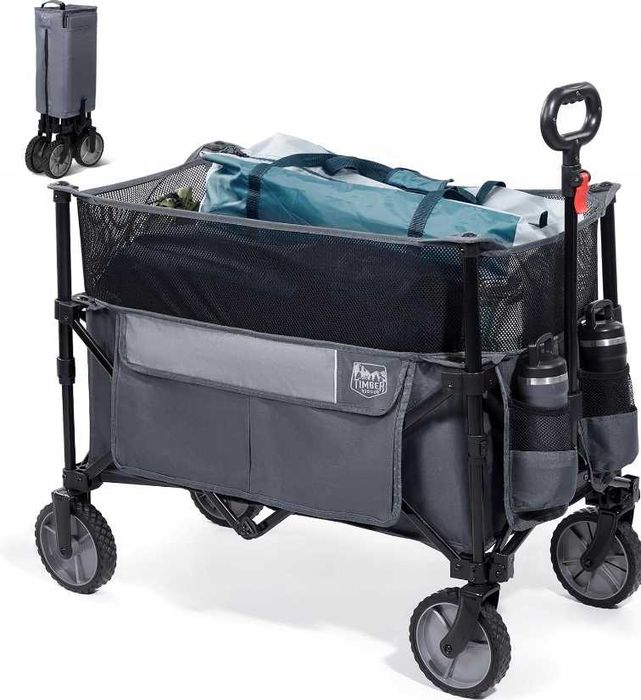 Wózek składany TIMBER RIDGE XXXL 225L 100kg plaża kemping szary