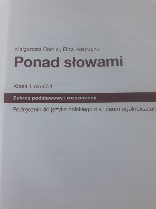 Ponad słowami klasa 1 część 1 -zakres podstawowy i rozszerzony